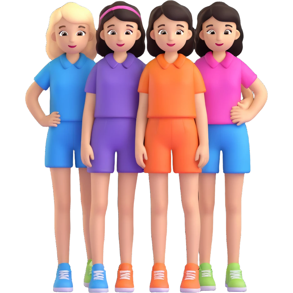 three girls standing in a group emoji