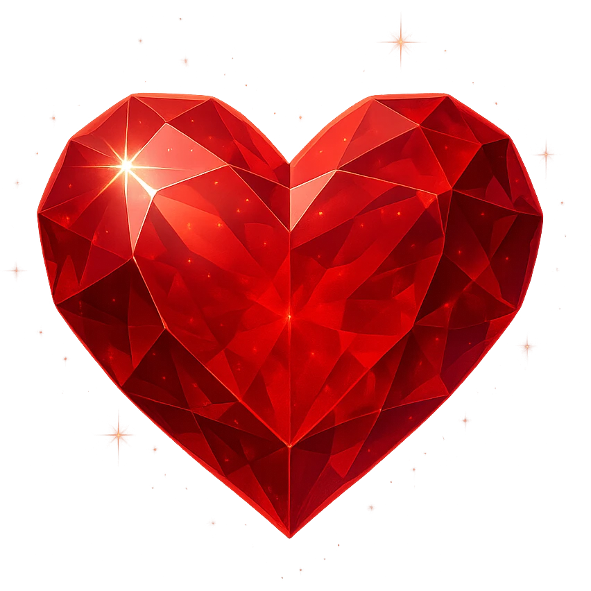 ruby heart, digital illustration emoji