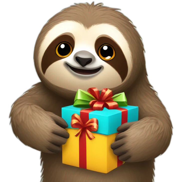 Sloth holding presents emoji