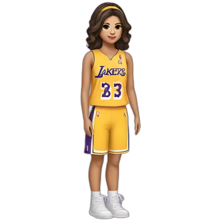 selena gomez with yellow lakers jersey emoji