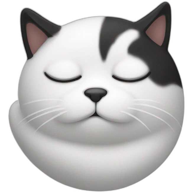 sleepy black-white cat emoji