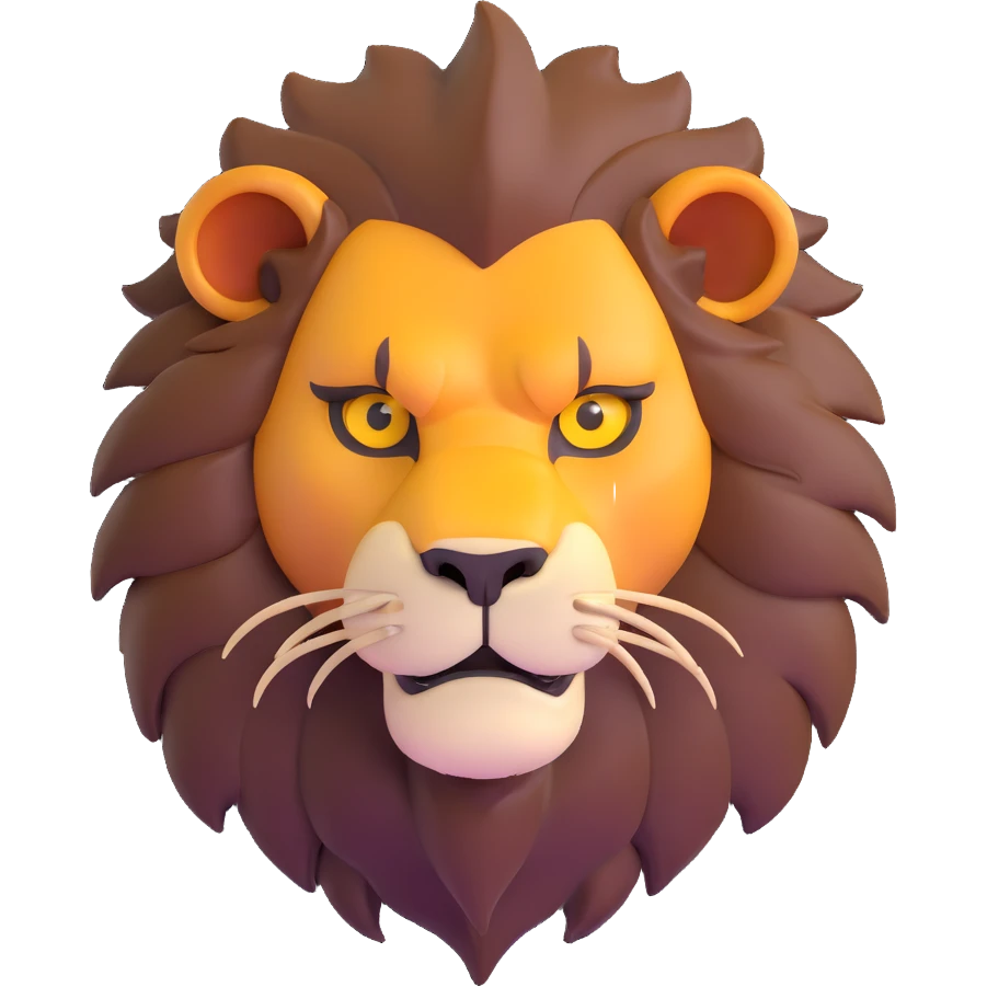 nasty lion looking sideways with mean fierce expression emoji