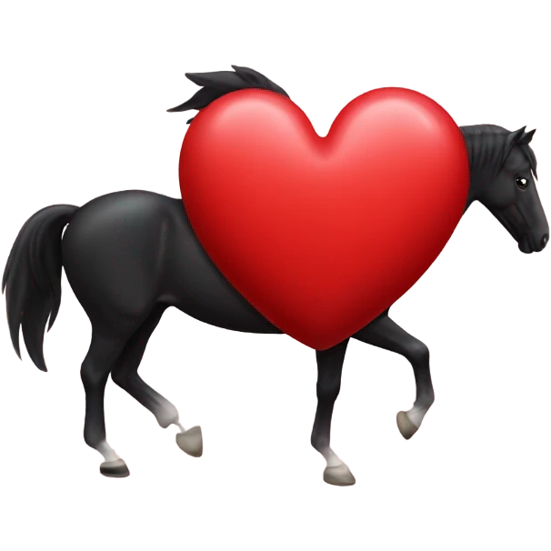 Black Horse centered within a red heart emoji