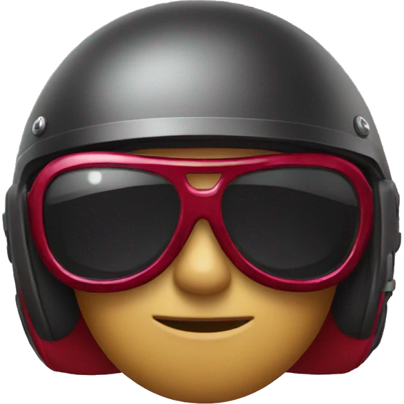 Emoji wearing cool eyeglasses and ruby motorcycle helmet emoji