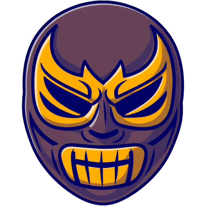 colorful sinister luchador mask with scary features emoji