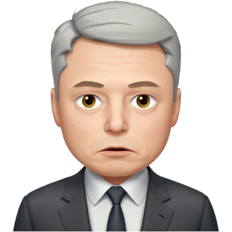 elon musk grumpy clearly offended by something with some small tears under his eyes emoji