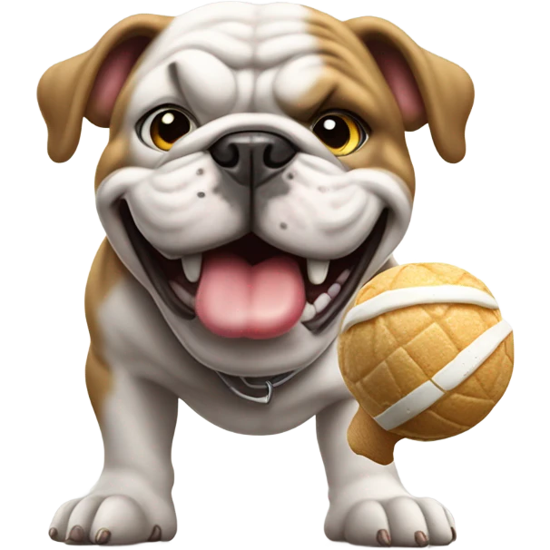 Bulldog playing soccer while eating ice cream  emoji