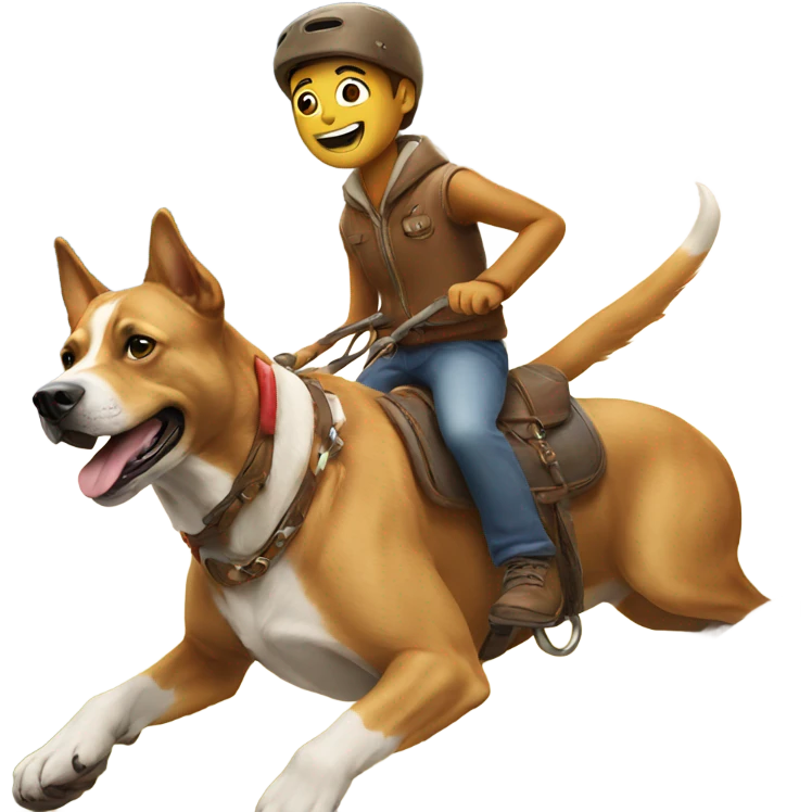 Dog riding a human emoji