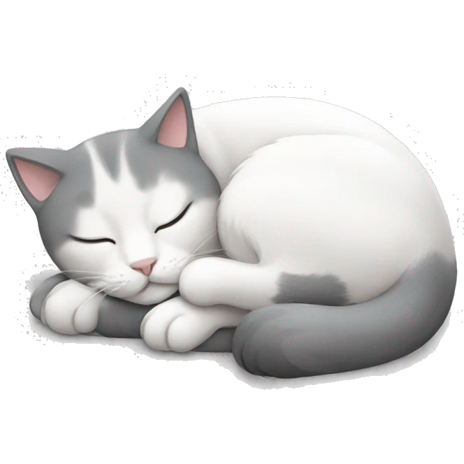 gray white cat sleeping emoji