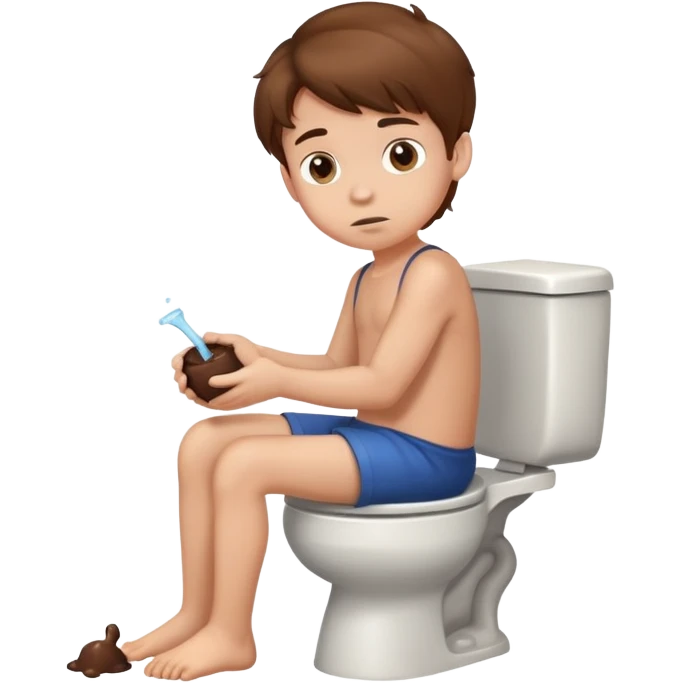 boy with brown hair taking a poo emoji