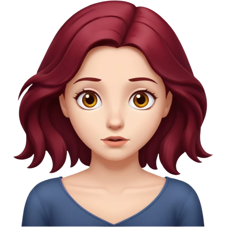 Beautiful long burgundy haired girl, shrugging shoulders emoji