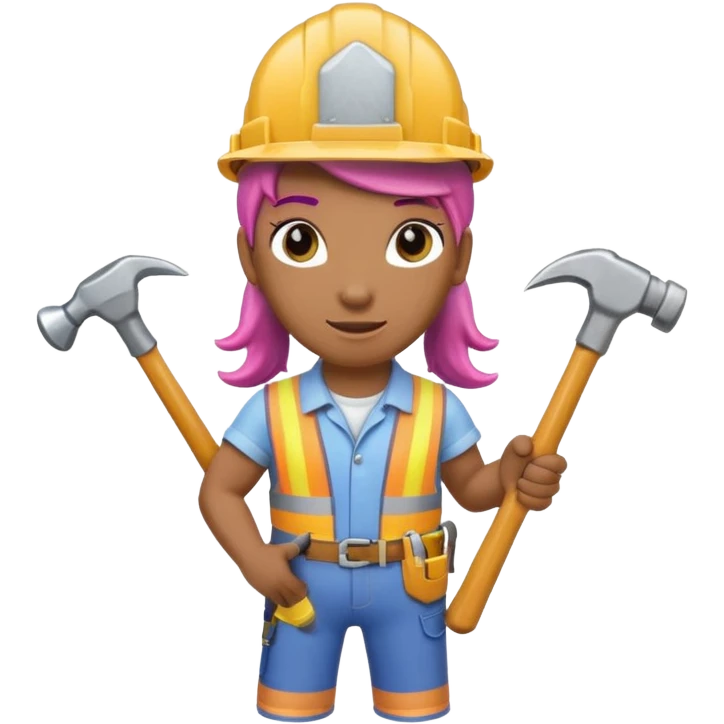unicorn builder, construction worker unicorn wearing a hard hat and holding a hammer emoji