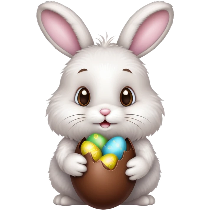 Easter bunny with chocolate emoji