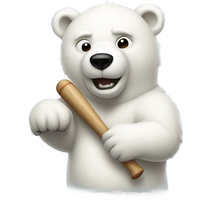Polar bear with baseball bat emoji