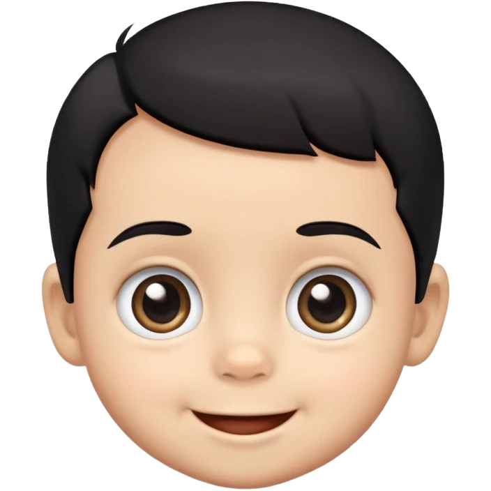 Smiling baby boy face with big eyes, medium skin tone, and black hair emoji