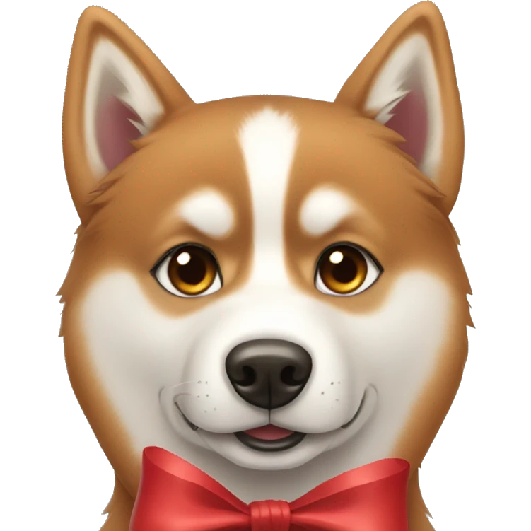Red Siberian husky with bows emoji