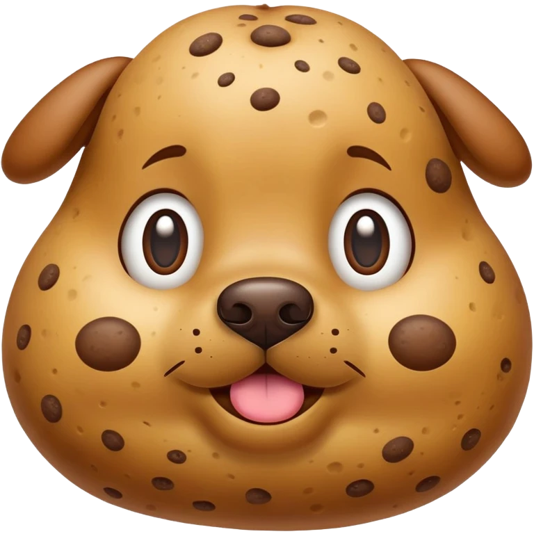 A cartoon dog emoji with a potato-like texture and brown speckles — looks like a potato dog. emoji