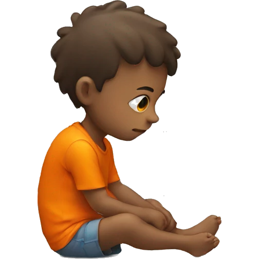sad kid in a bright orange s emoji
