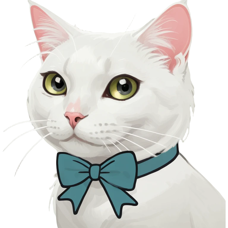 White cat with a bow emoji