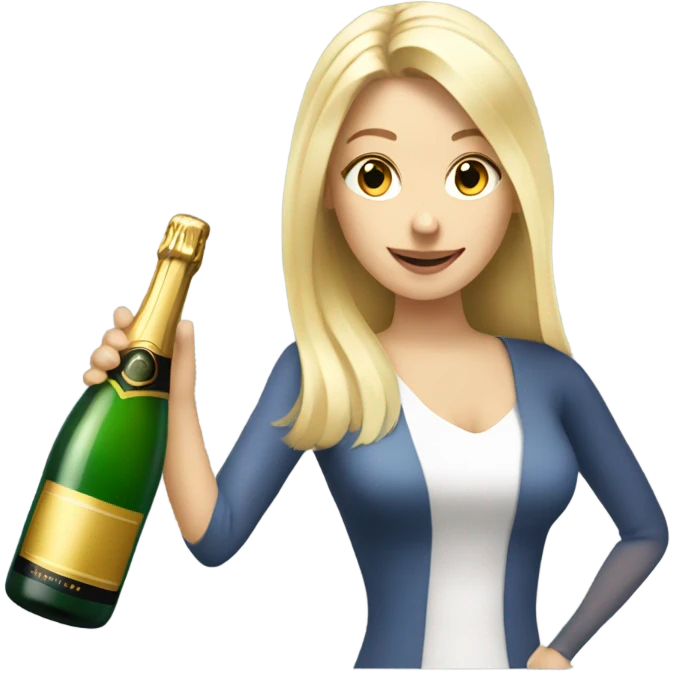 A long blonde hair woman opening a bottle of champagne emoji