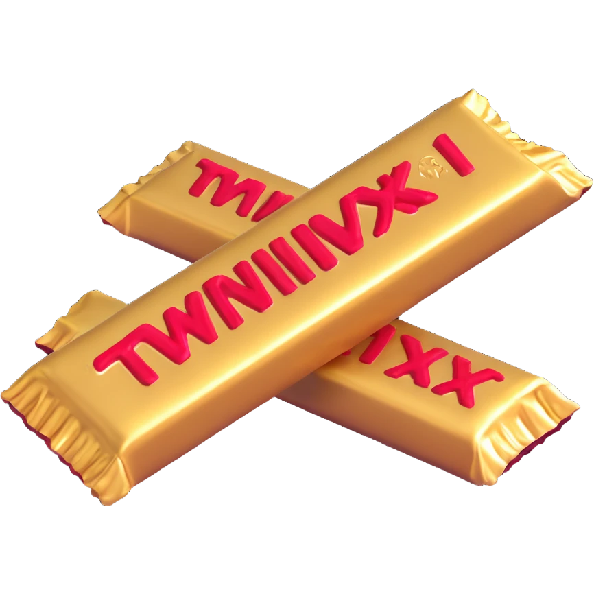 Twix candy bar with gold wrapper emoji