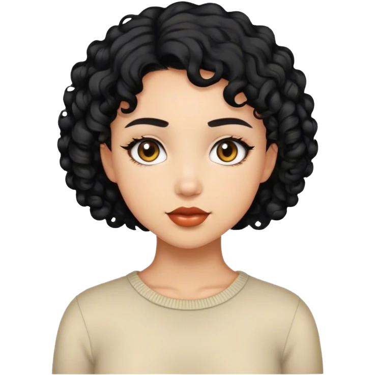 Girl with short curly black hair light skin  emoji