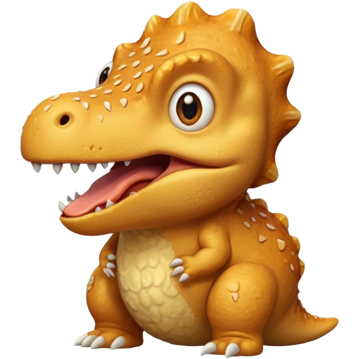 Cute Trex scared of dino chicken nugget emoji