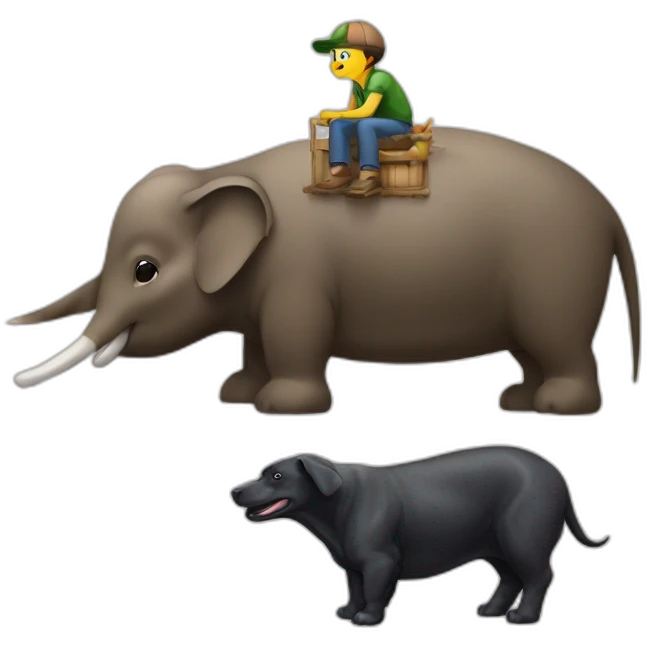 Oiseau sur un chat sur une tortue sur un doberman sur un âne dur une vache sur un éléphant  emoji