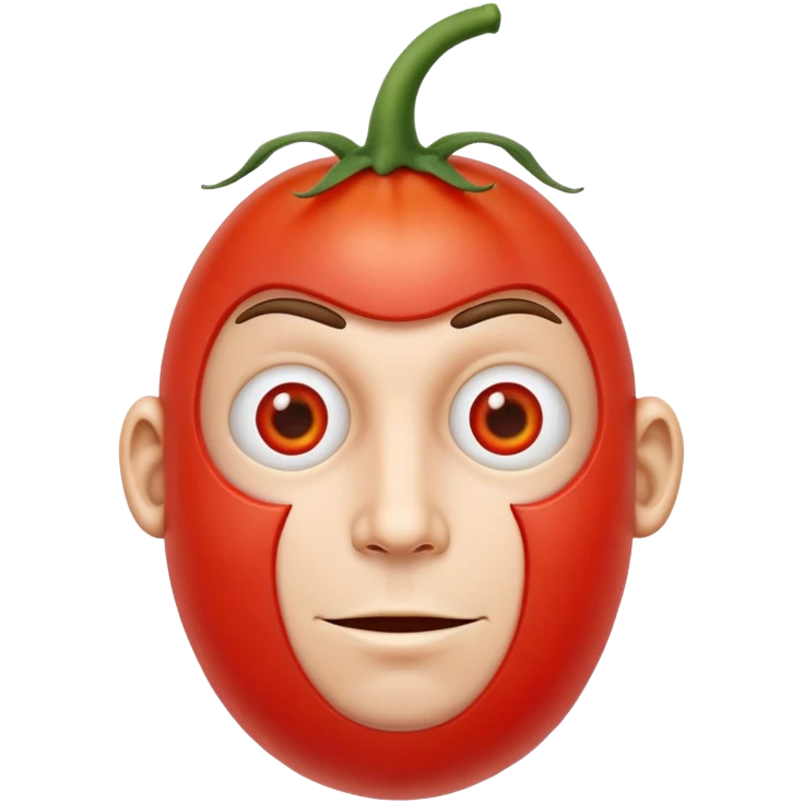 The man with the tomato head and the button eyes  emoji