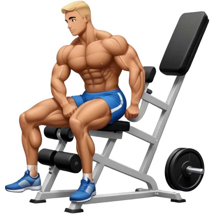 side-view bodybuilder seated weighted calf-raise machine lower leg exercise emoji