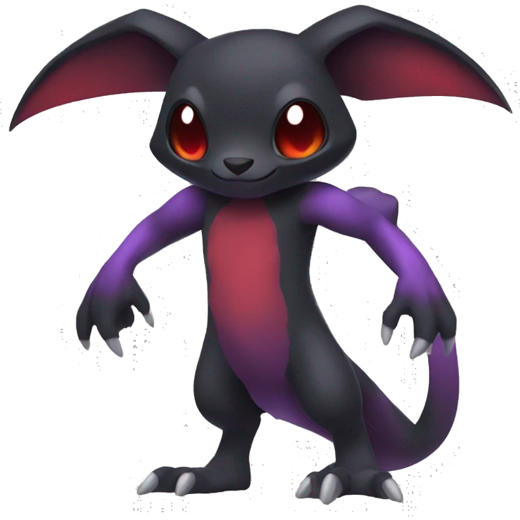 Cute cool dark black red purple animal hybrid Fakemon full body emoji