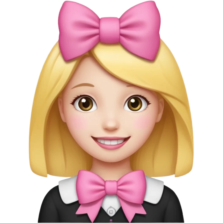 Smiley face girl with a pink bow emoji