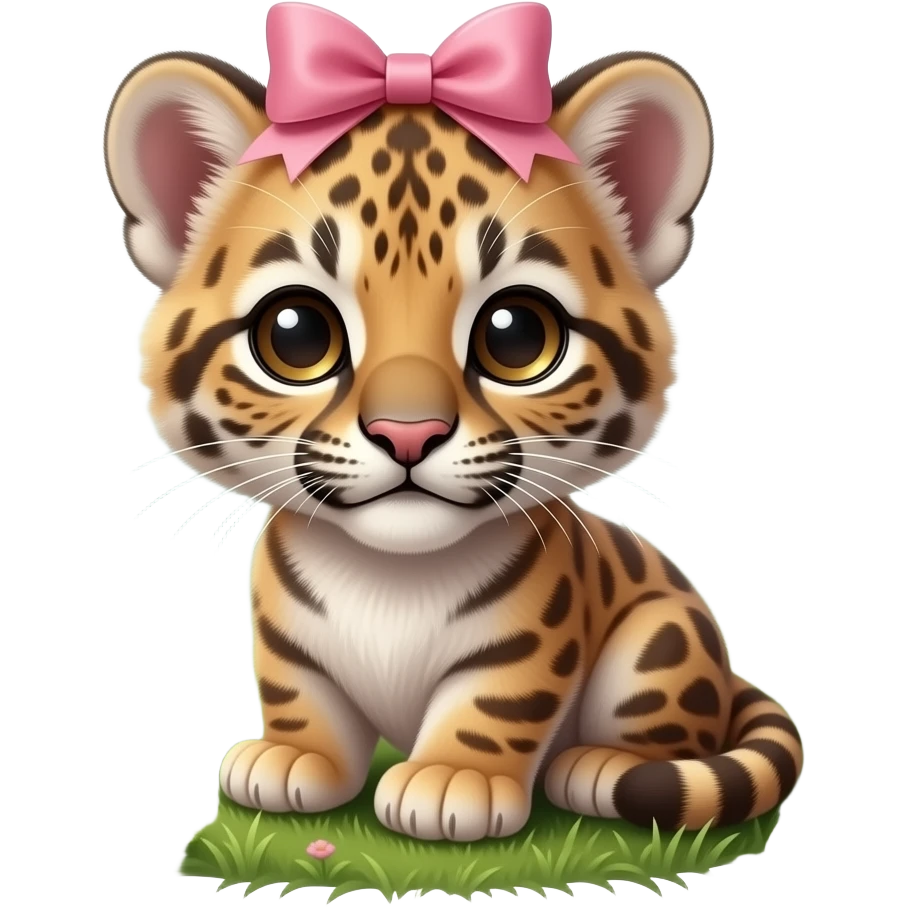 a baby puma with a pink bow emoji