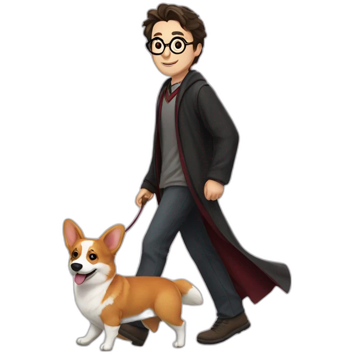 Harry potter walking a corgi emoji
