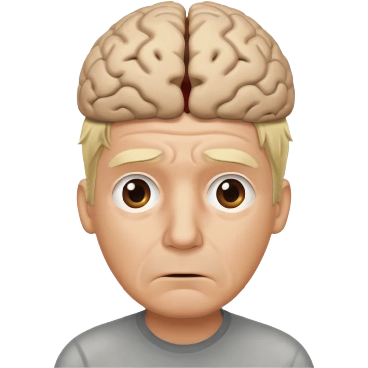 a worried blond man that dont know what to do and with the brain out of your opened head emoji