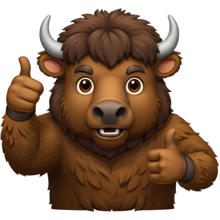 A realistic-looking bison showing its thumbs up emoji