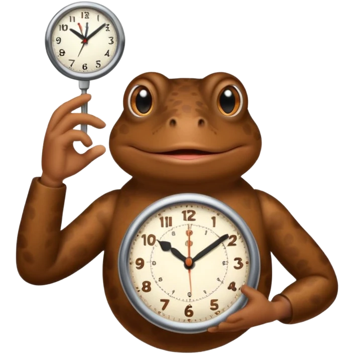 bufo adjusts clock to 4 o clock emoji
