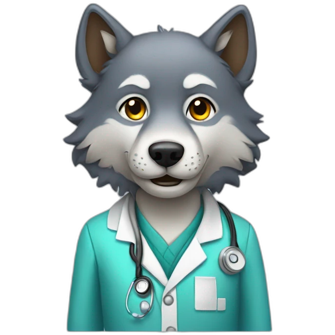 Wolf in doctor's outfit emoji