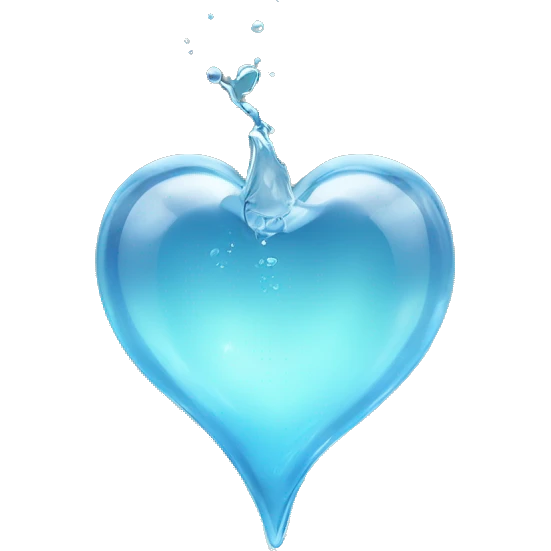 Glass heart with water inside emoji