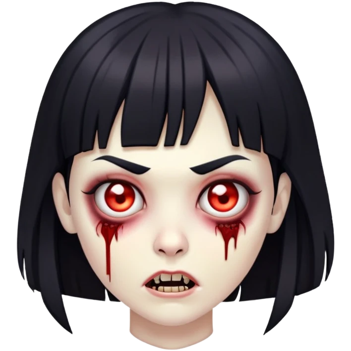 faça uma zombie meio vampira com cabelos pretos e franja emoji