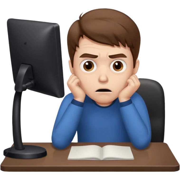 A white man with brown hairs, white skin,   sits at his desk in shock emoji