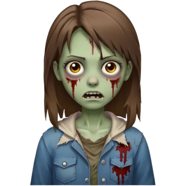 Zombie Girl with brown straight hair emoji