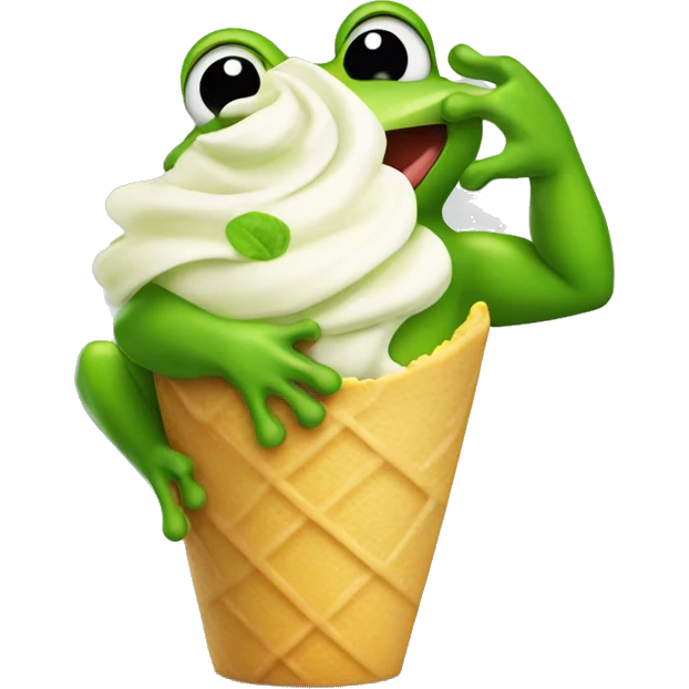 A frog eating froyo emoji