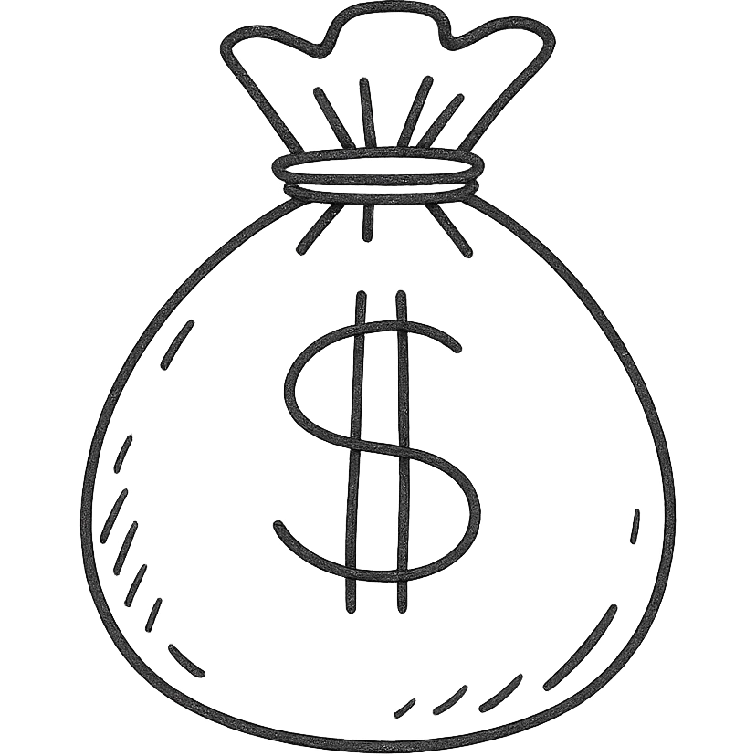 hand drawn outlined money bag icon emoji