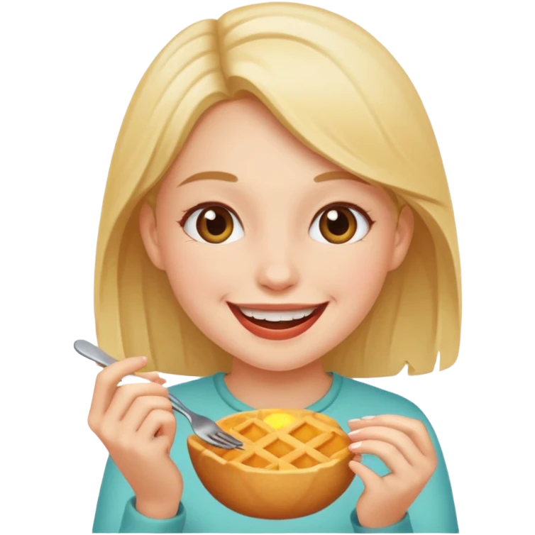 A girl eating  emoji