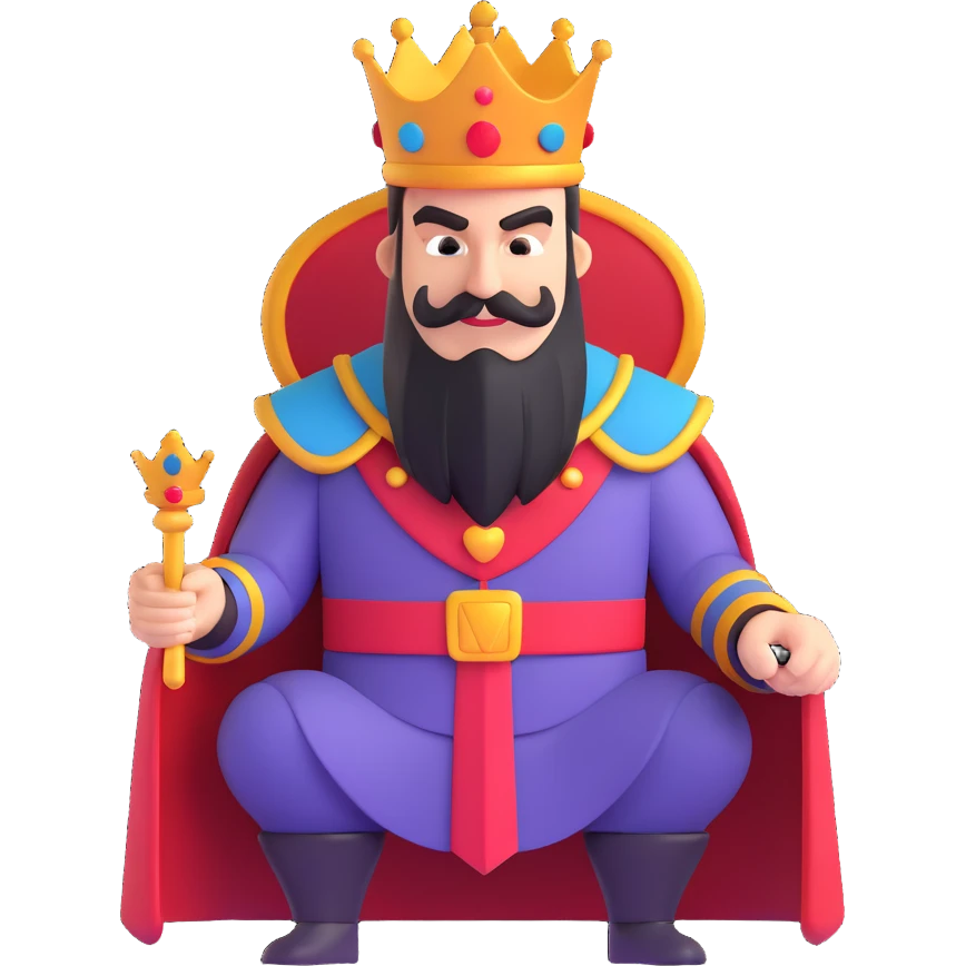 The sinister king, not cartoon like emoji