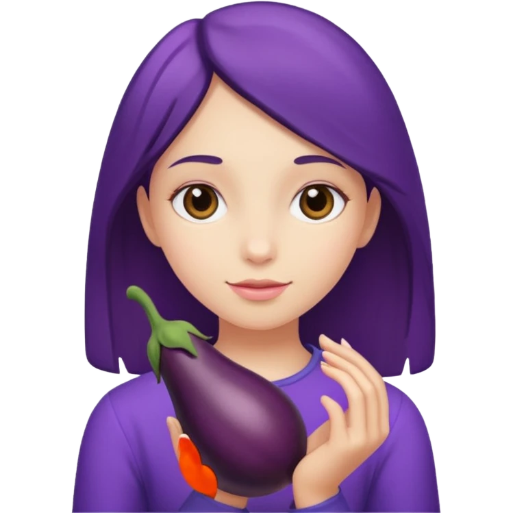 girl holding brinjal emoji