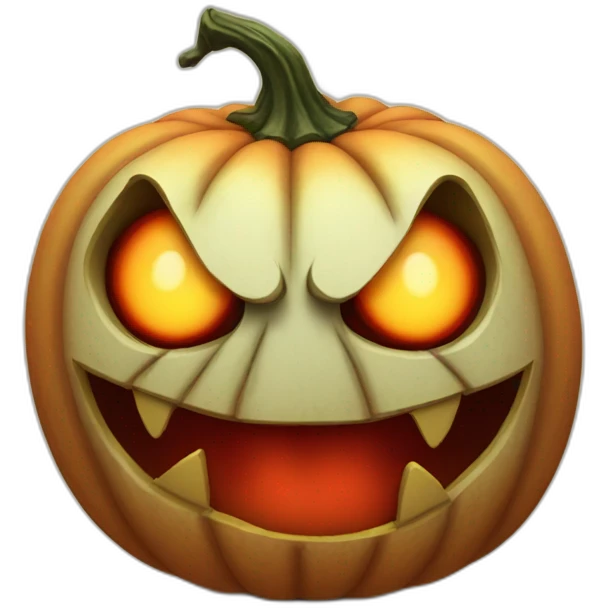 Scary Looking Pumpkin With Red Eyes and a crooked smile emoji