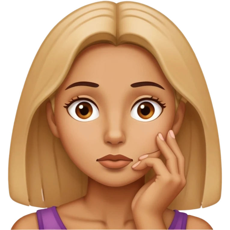 a woman scratching her chin and thinking emoji