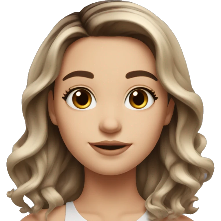 cute white girl w balayage brown roots medium hair  emoji